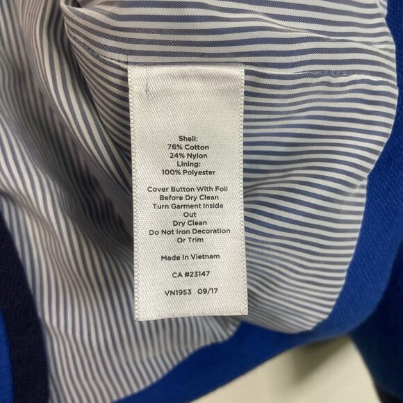 Talbots Aberdeen Pique Blue Blazer Size 12p Office Stretch Jacket Business - Picture 6 of 10